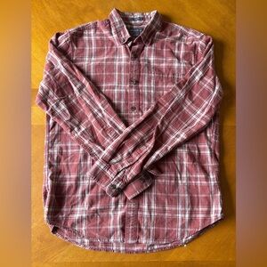 Eddie Bauer Men’s Button Down Shirt Medium Red Classic Fit Long Sleeve Casual